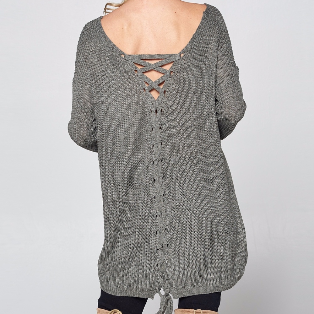 Lace Up Sweater